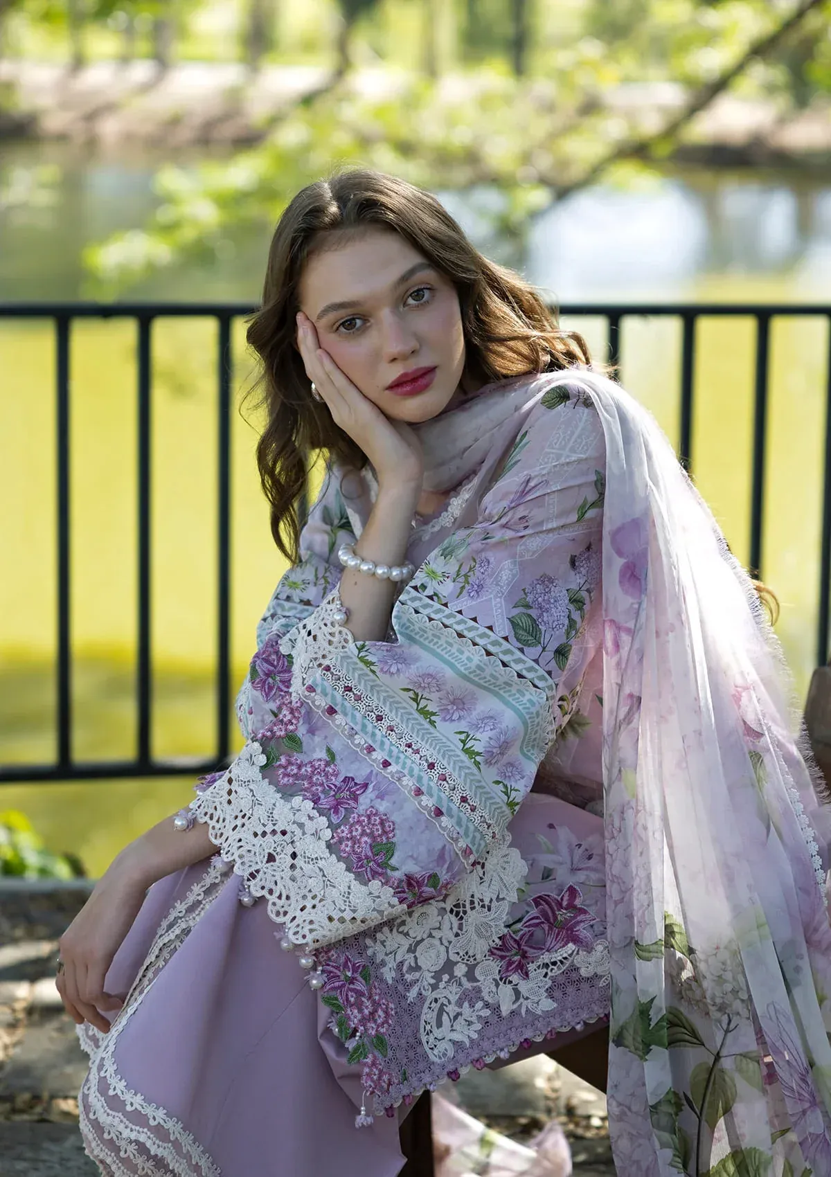 Elaf | Signature Digital 2026 8A Unstitched Formal Festive Wear "Purple" | 3 Pcs. - Image 2