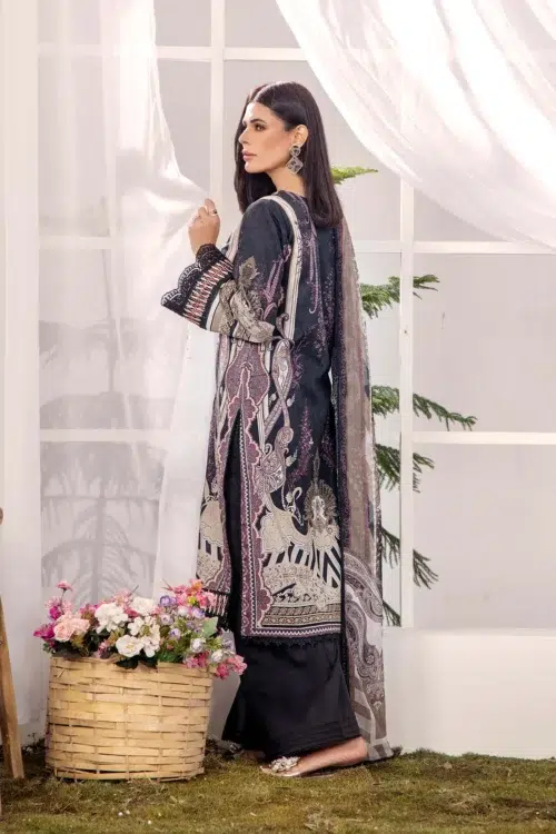 Adan's Libas | Adan's Prints Unstitched Lawn 2026 Formal Festive Wear D09 "Black" | 3 Pcs.
