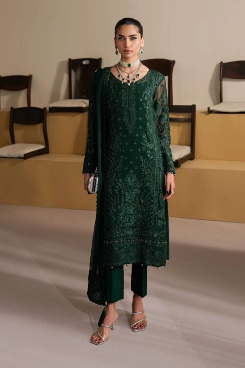 Gulaal | Embroidered Chiffon Unstitched 26 Wedding Dresses "Green" D-35 | 3pcs.