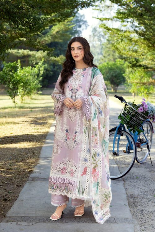Elaf | Luxury Lawn 26 Unstitched Formal Festive Wear "Pink" | 3 Pcs.