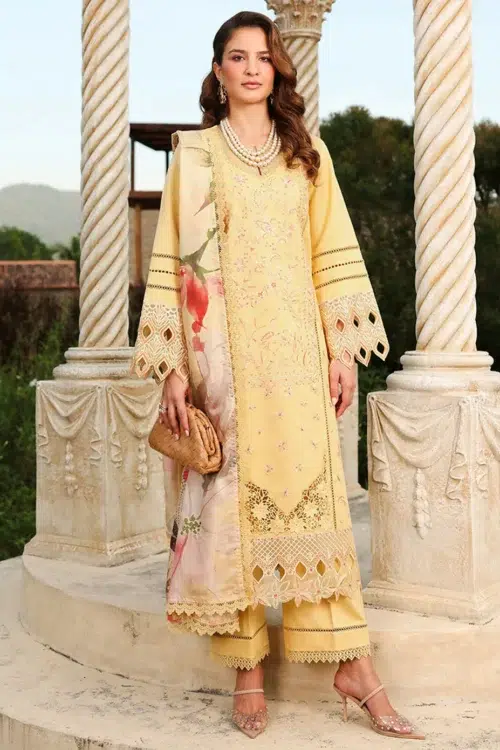 Rang Rasiya | Florence Summer 26' Unstitched Lawn Formal Festive Wear "Yellow" D10 | 3Pcs.