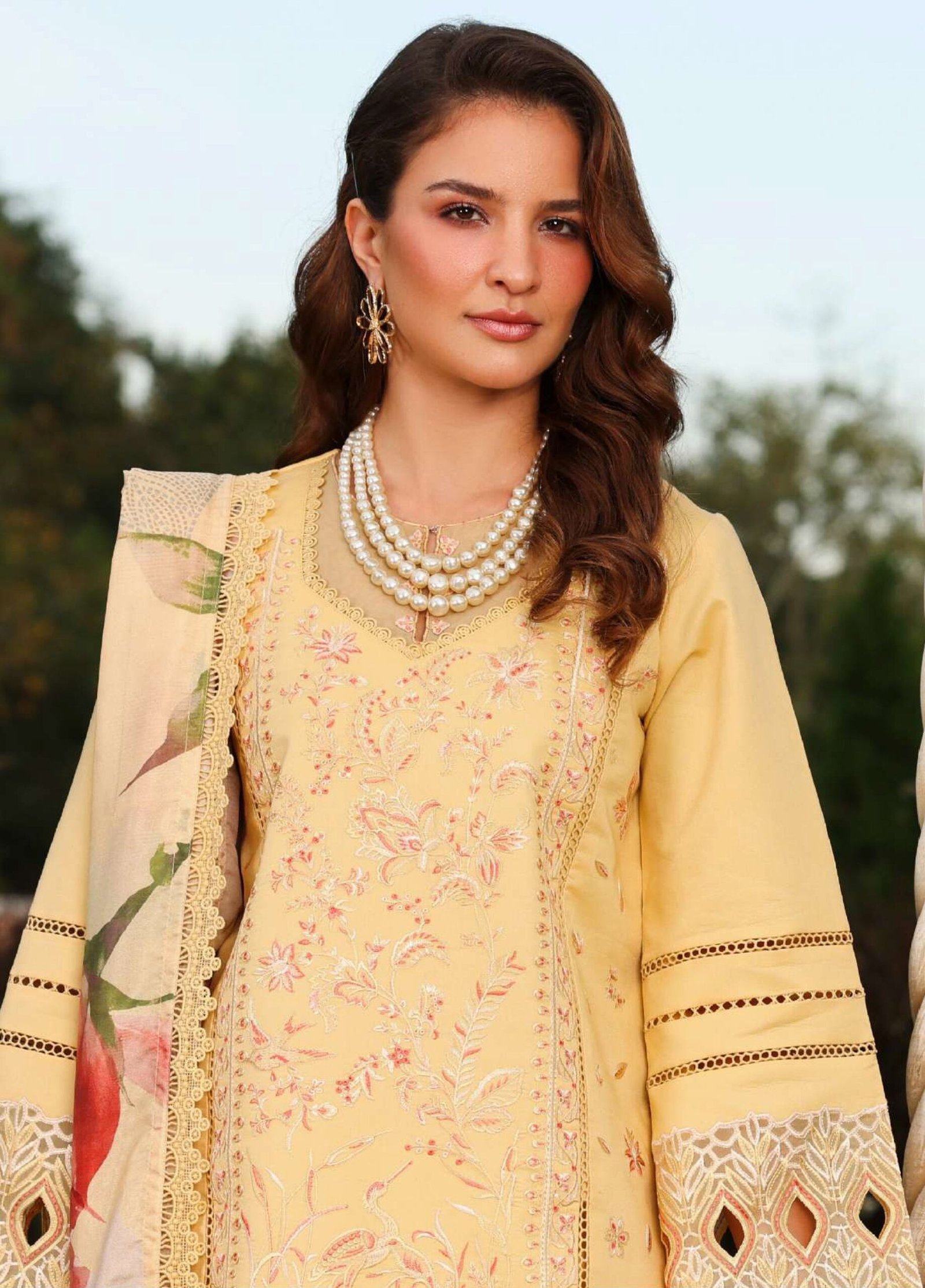 Rang Rasiya | Florence Summer 26' Unstitched Lawn Formal Festive Wear "Yellow" D10 | 3Pcs. - Image 2