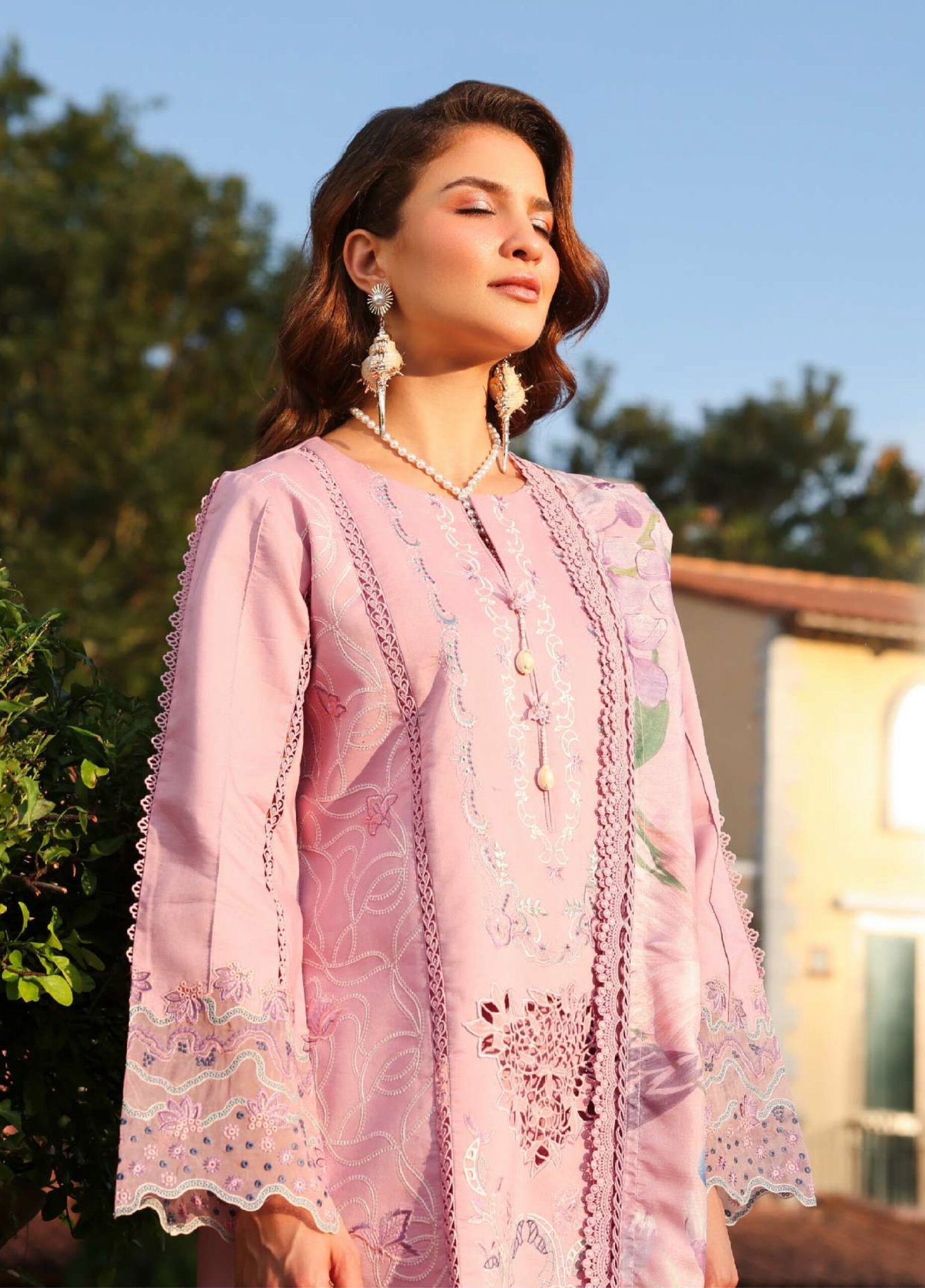 Rang Rasiya | Florence Summer 26' Unstitched Lawn Formal Festive Wear "Pink" D02 | 3Pcs. - Image 3