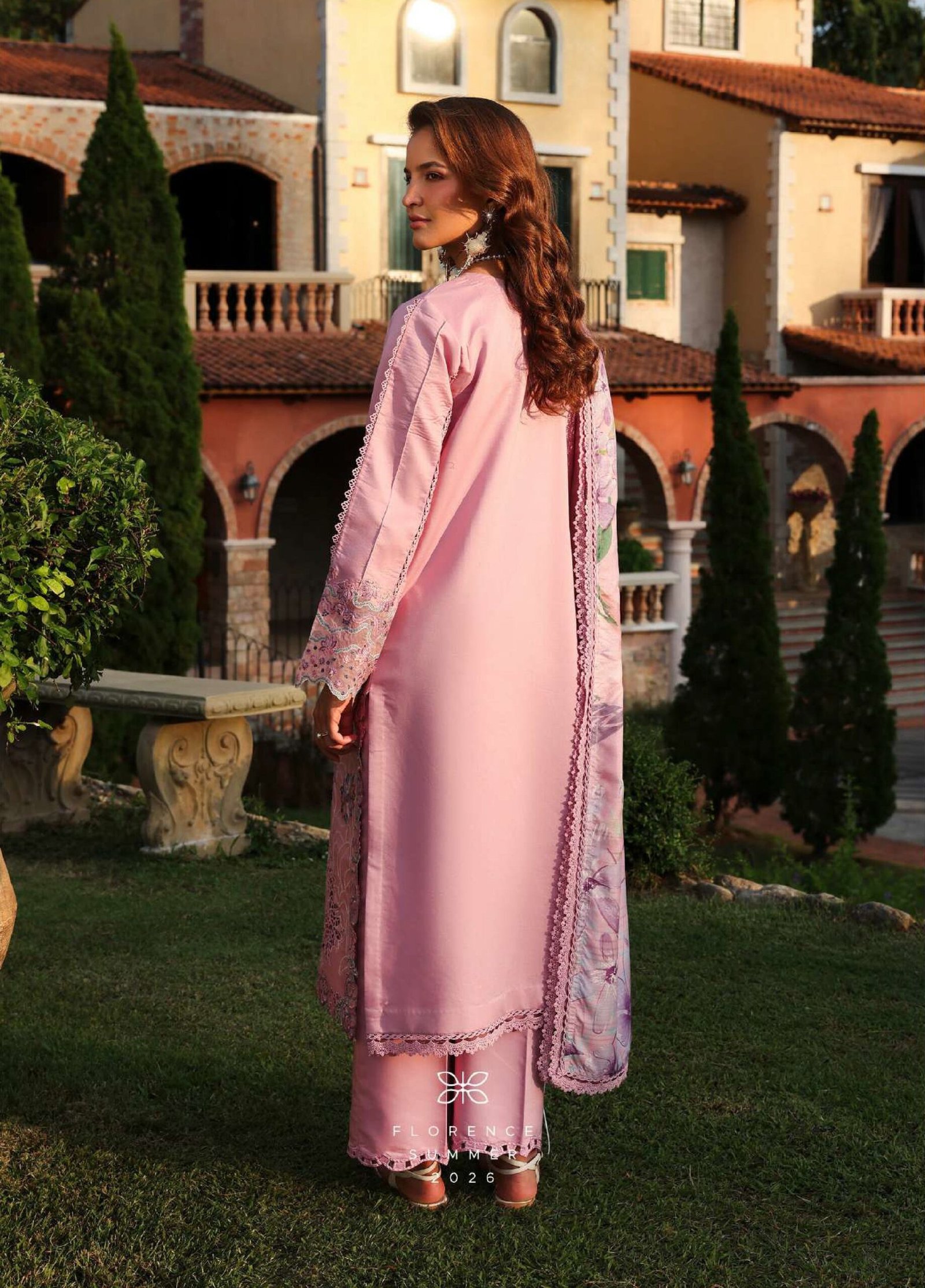 Rang Rasiya | Florence Summer 26' Unstitched Lawn Formal Festive Wear "Pink" D02 | 3Pcs. - Image 4