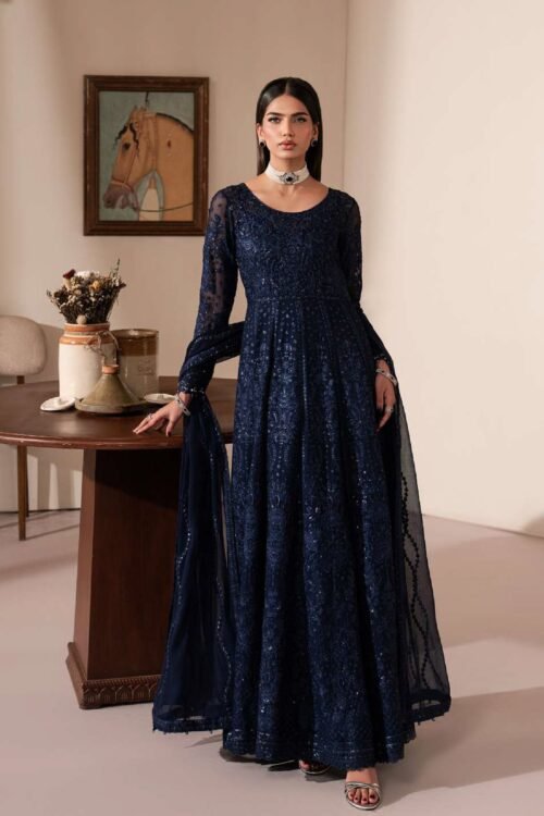Gulaal | Embroidered Chiffon Unstitched 26 Wedding Dresses "Blue" D-37 | 3pcs.