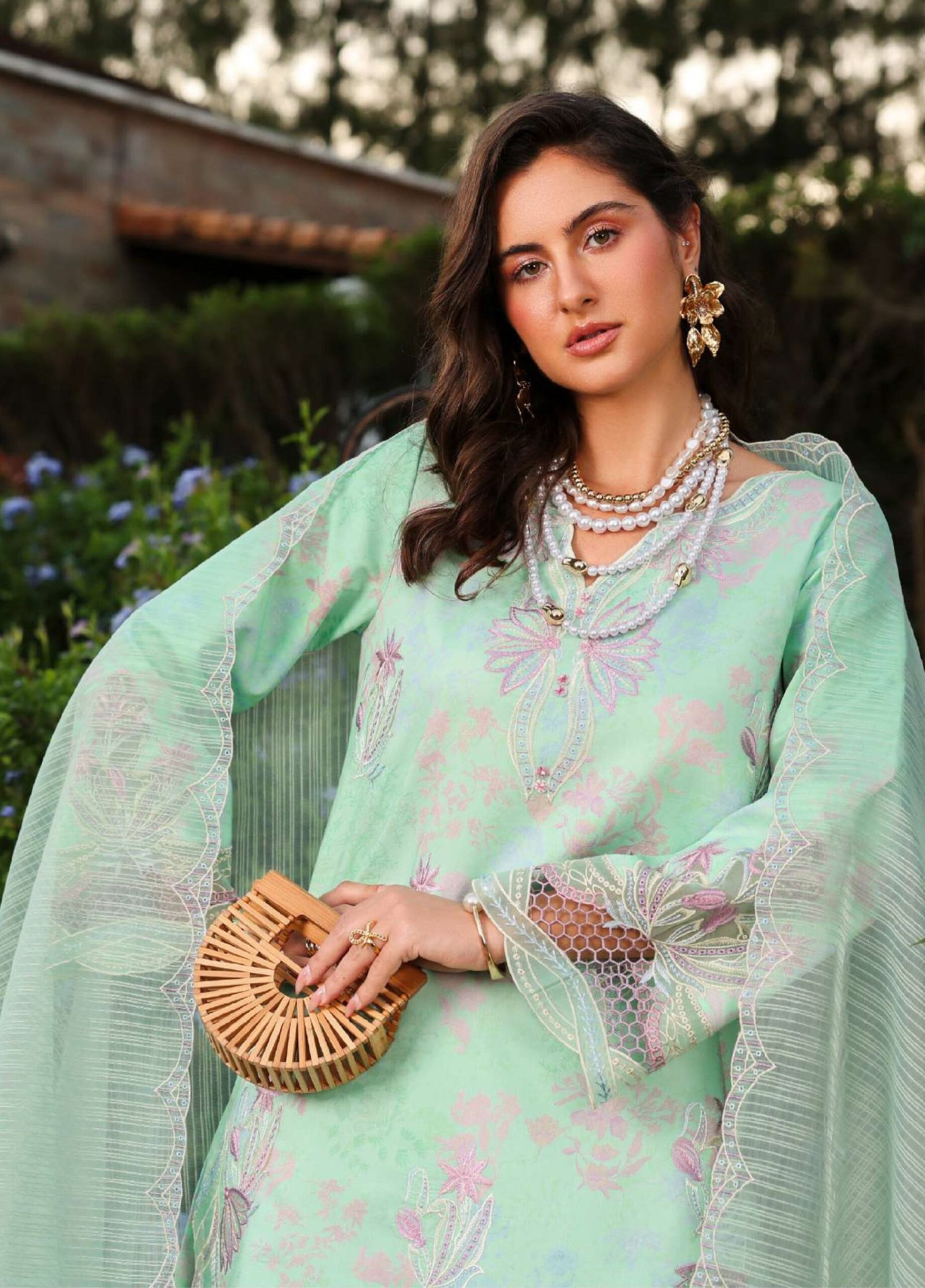 Rang Rasiya | Florence Summer 26' Unstitched Lawn Formal Festive Wear "Green" D03 | 3Pcs. - Image 2