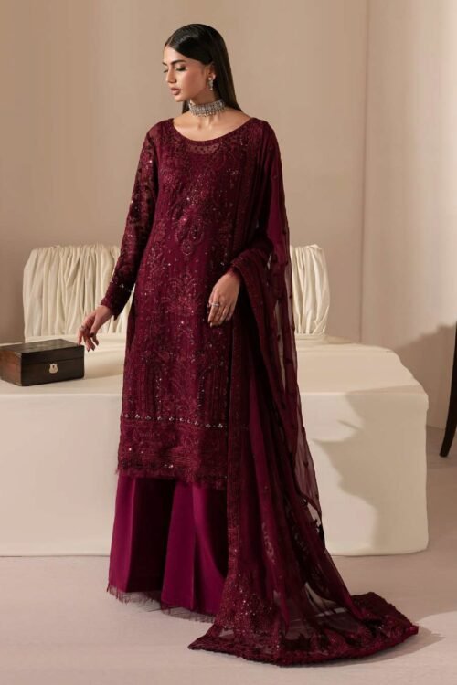 Gulaal | Embroidered Chiffon Unstitched 26 Wedding Dresses "Red" D-39 | 3pcs.