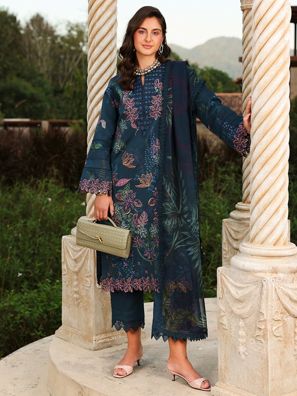 Rang Rasiya | Florence Summer 26' Unstitched Lawn Formal Festive Wear "Blue" D05 | 3Pcs.