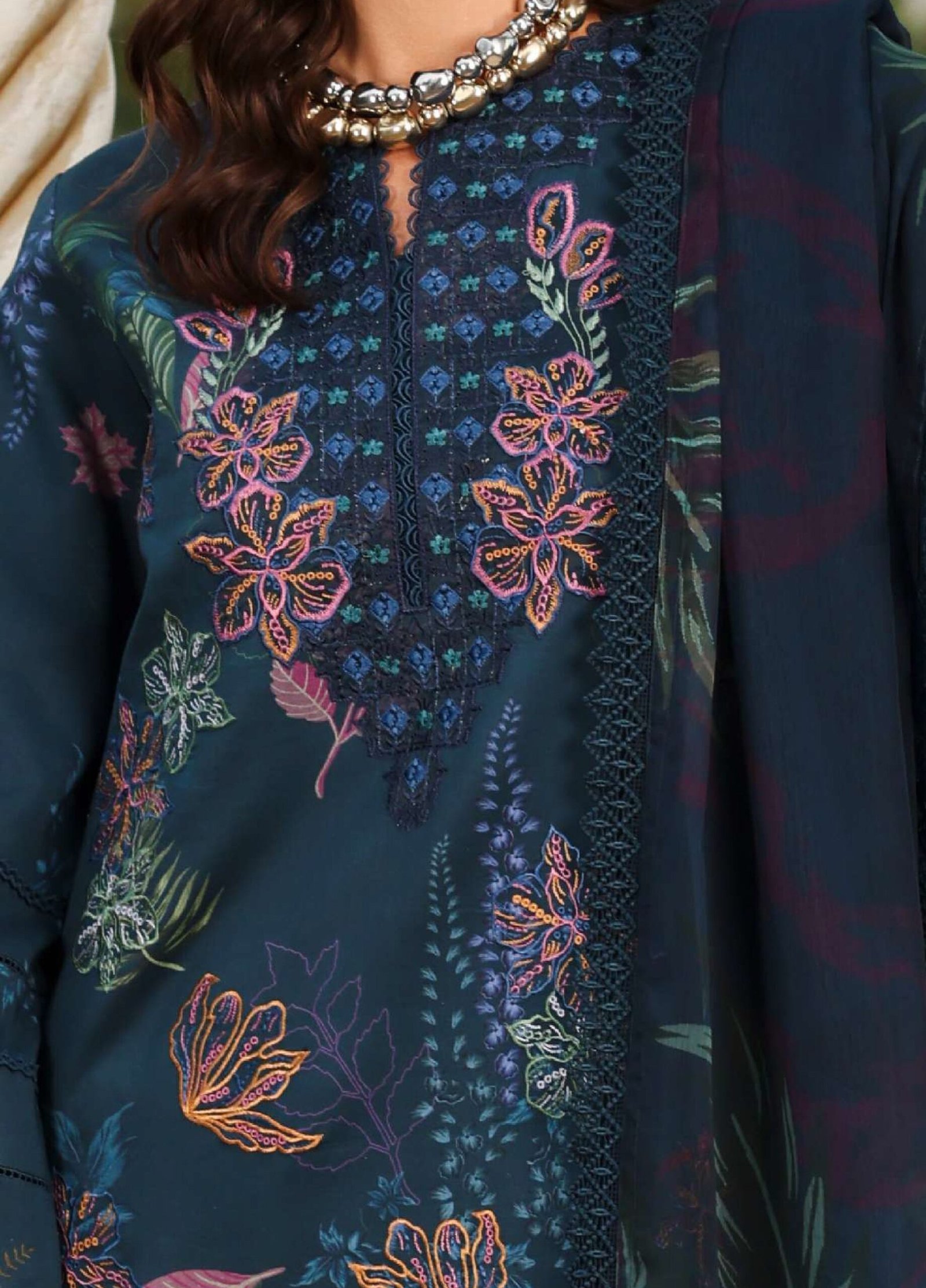 Rang Rasiya | Florence Summer 26' Unstitched Lawn Formal Festive Wear "Blue" D05 | 3Pcs. - Image 2