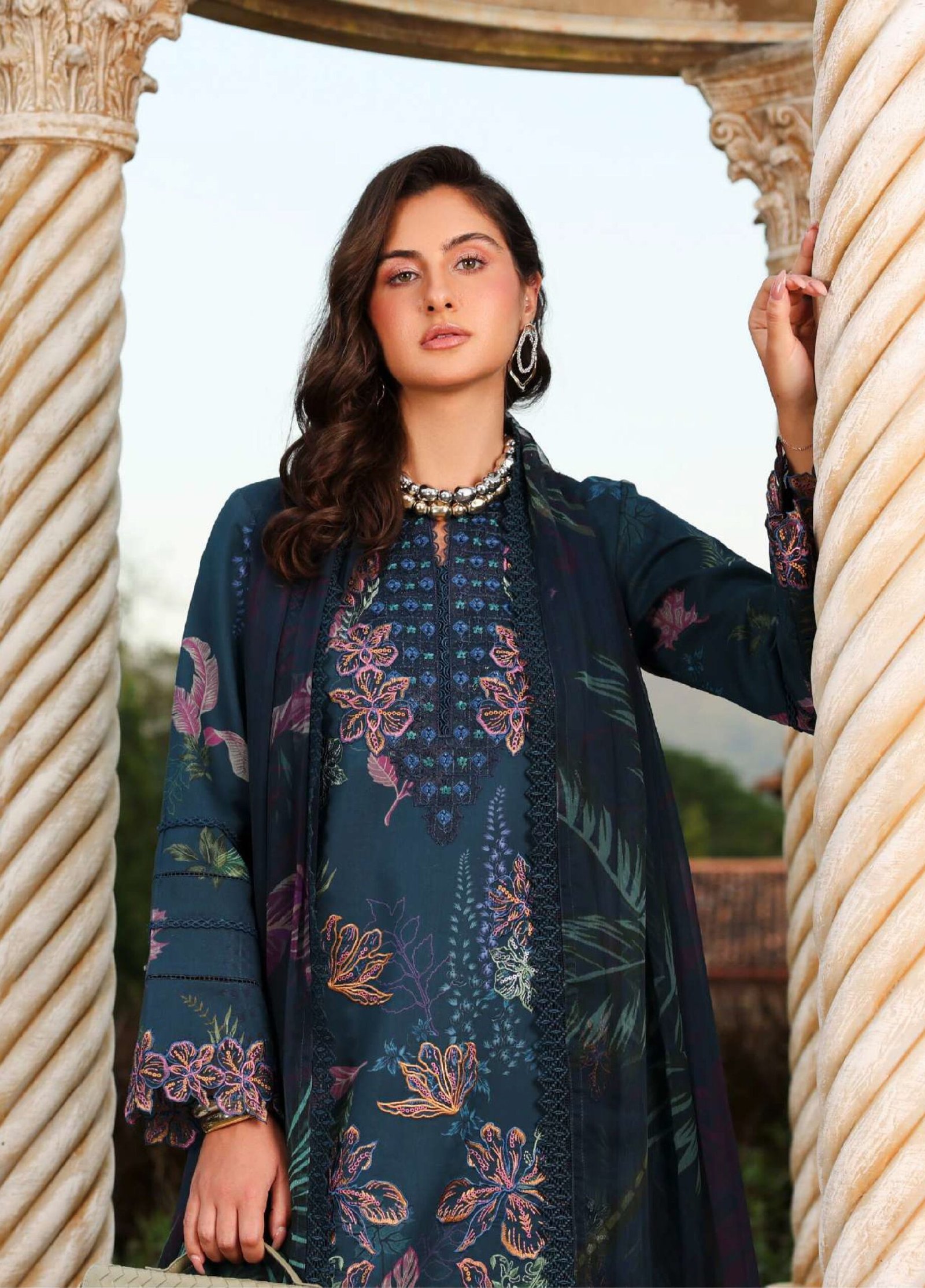 Rang Rasiya | Florence Summer 26' Unstitched Lawn Formal Festive Wear "Blue" D05 | 3Pcs. - Image 4