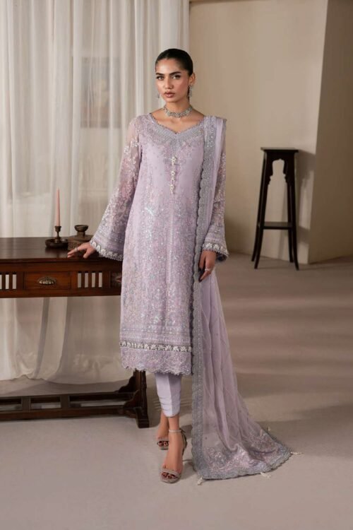 Gulaal | Embroidered Chiffon Unstitched 26 Wedding Dresses "Purple" D-41 | 3pcs.