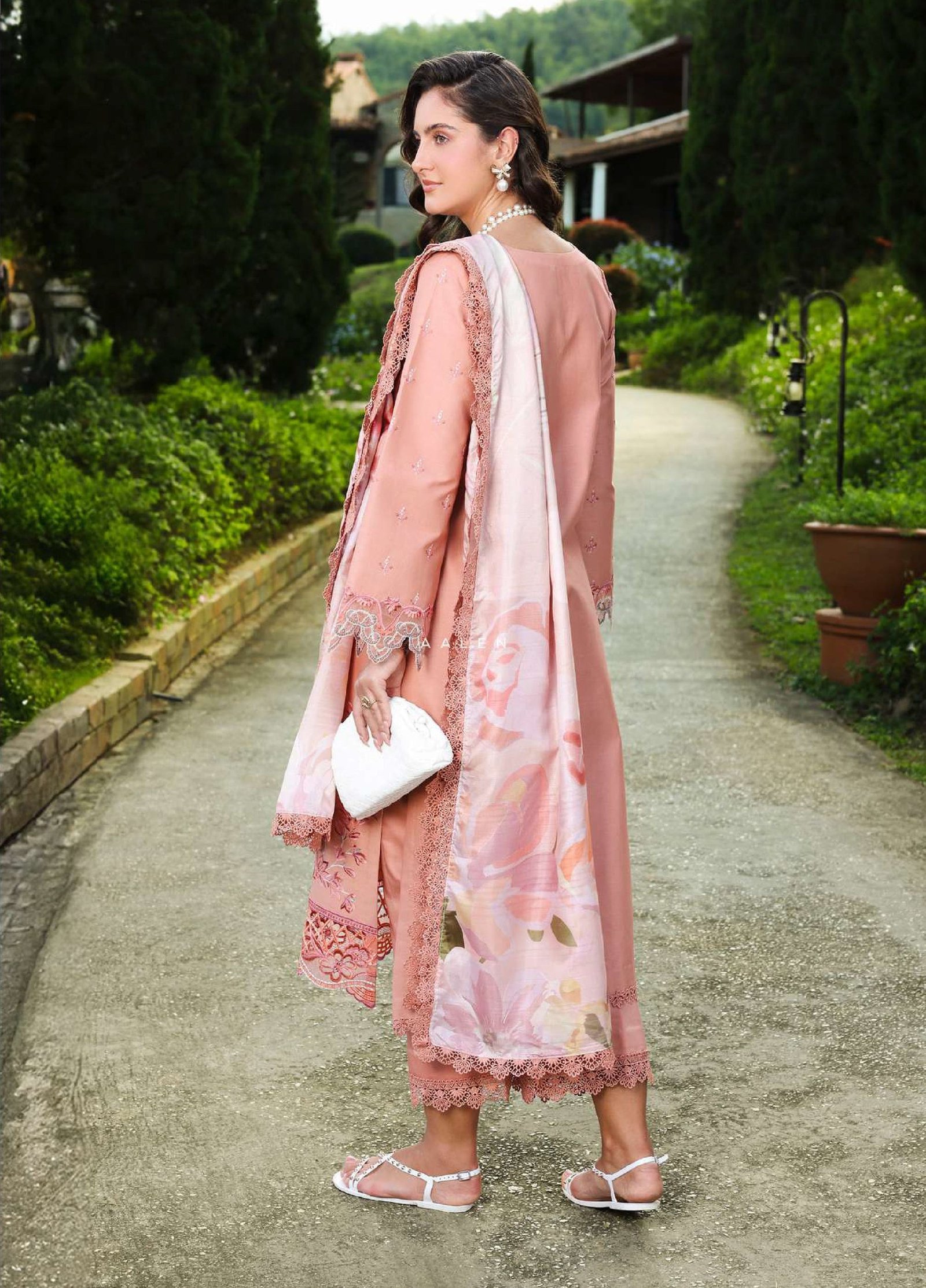 Rang Rasiya | Florence Summer 26' Unstitched Lawn Formal Festive Wear "Pink" D07 | 3Pcs. - Image 4