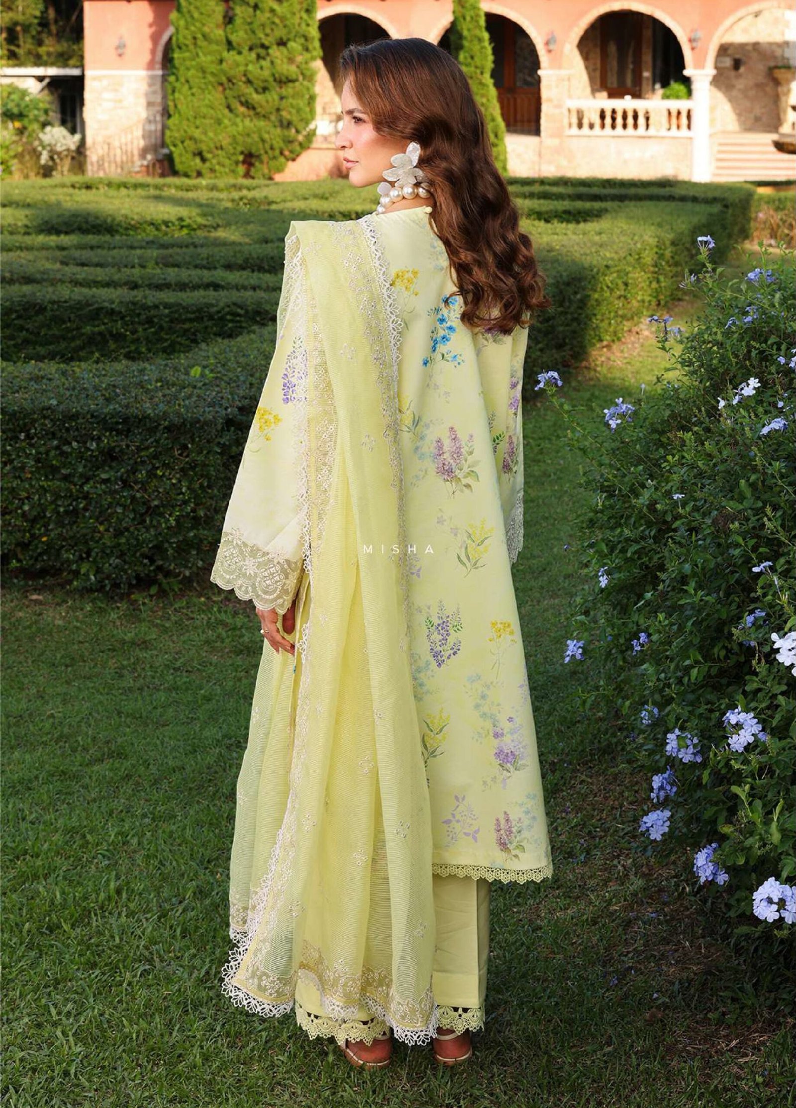 Rang Rasiya | Florence Summer 26' Unstitched Lawn Formal Festive Wear "Yellow" D08 | 3Pcs. - Image 3