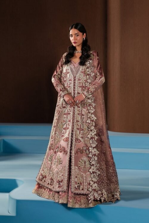 Afrozeh | Hayat Unstitched Raw Silk "Pink" Wedding Formals | 3pc