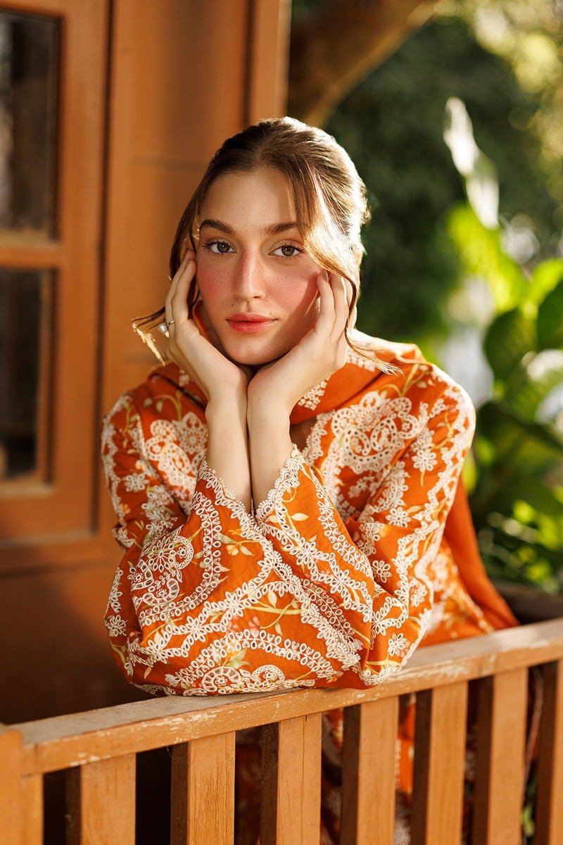 Ayzel | Summer Together Lawn vol-3 26 Unstitched "Orange" D5 Festive Wear| 3pc - Image 3