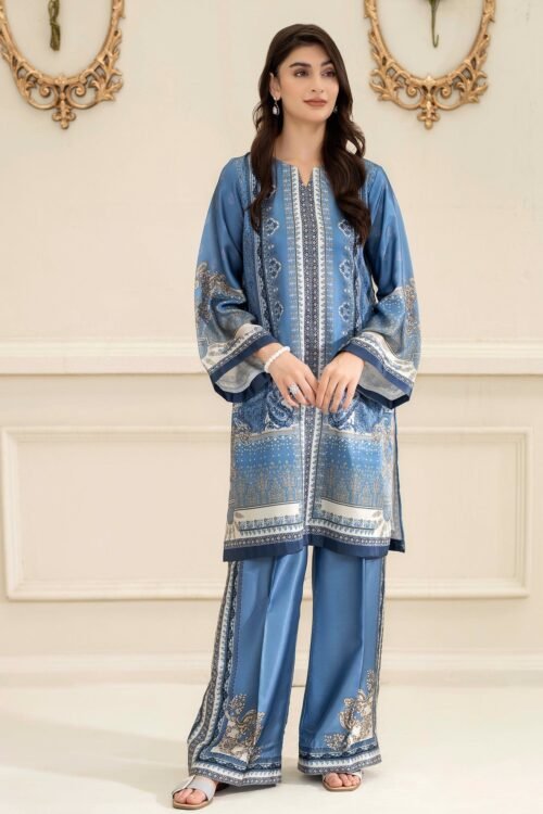Adan's Libas Noor Silk'25 "Blue" Stitched Co'ord Set-Formal Festive Wear | 2 Pc