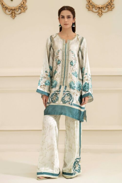 Adan's Libas Noor Silk'25 "White" Stitched Co'ord Set-Formal Festive Wear | 2 Pc