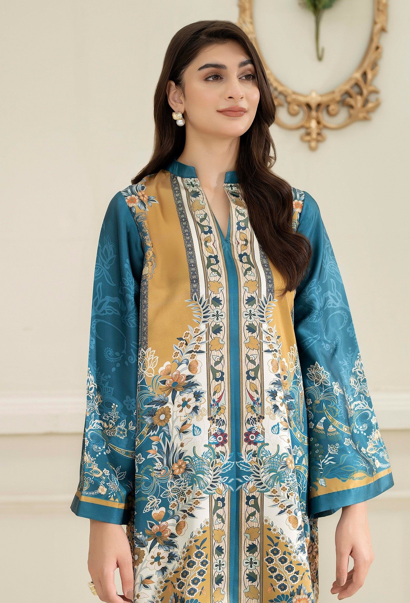 Adan's Libas Noor Silk'25 "Navy Blue" Stitched Co'ord Set-Formal Festive Wear | 2 Pc - Image 2