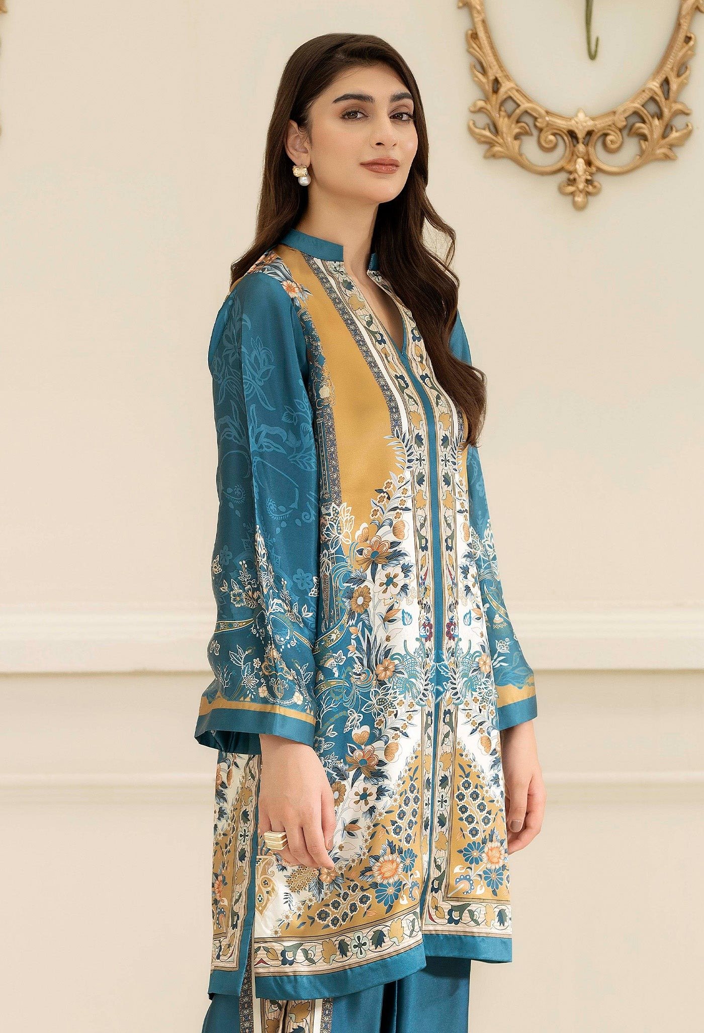 Adan's Libas Noor Silk'25 "Navy Blue" Stitched Co'ord Set-Formal Festive Wear | 2 Pc - Image 4