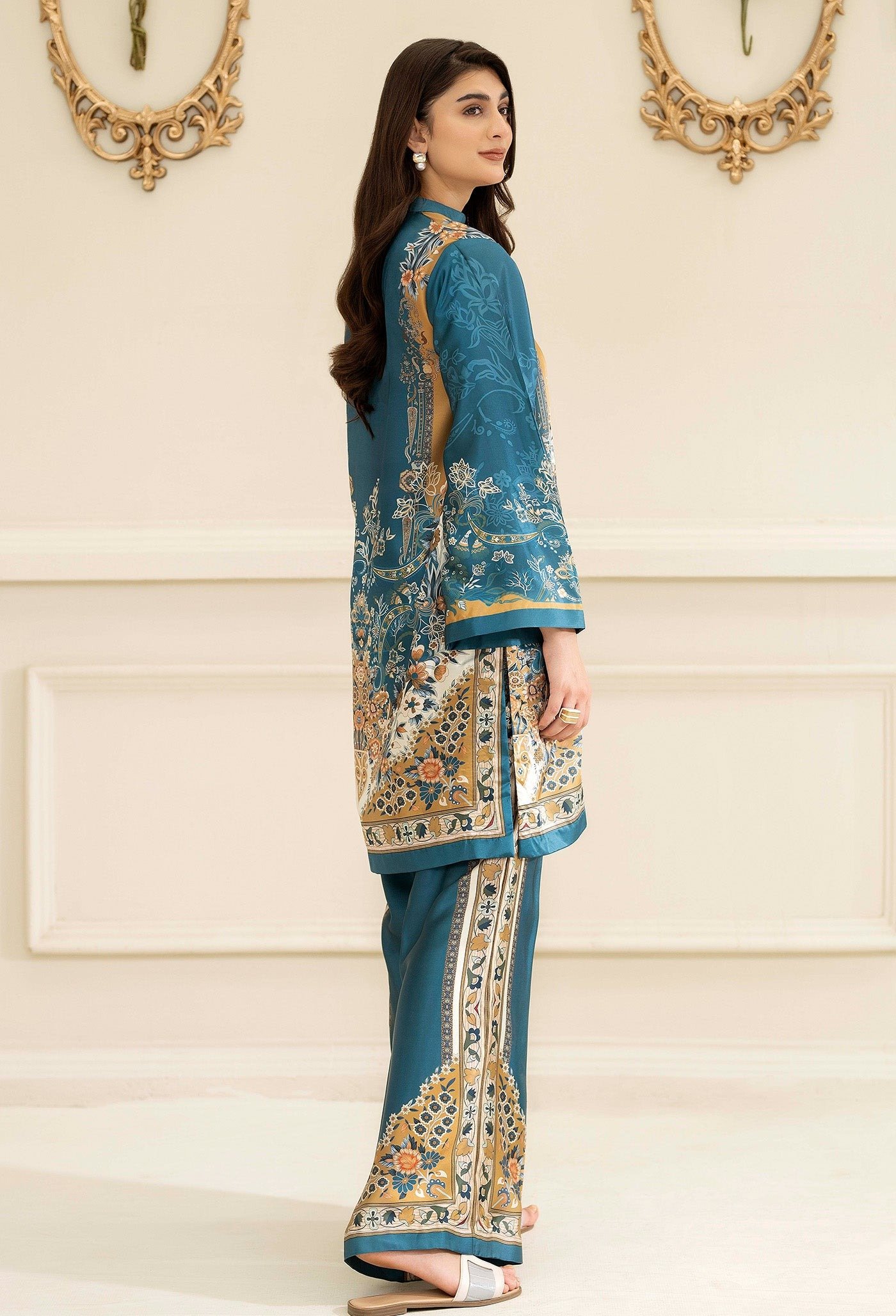 Adan's Libas Noor Silk'25 "Navy Blue" Stitched Co'ord Set-Formal Festive Wear | 2 Pc - Image 3