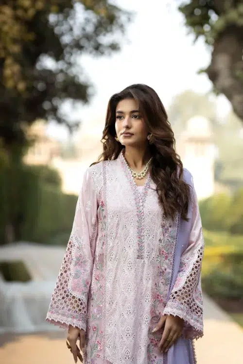 Adan's Libas | Tradition Chikankari Lawn 26 "Purple" Formal Festive Wear Unstitched D01 | 3 Pcs.