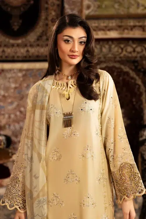 Adan's Libas | Chenille Lawn 26 Unstitched Formal Festive Wear D01 "Yellow" | 3pcs.