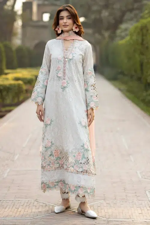 Adan's Libas | Tradition Chikankari Lawn 26 "White" Formal Festive Wear Unstitched D010 | 3 Pcs.