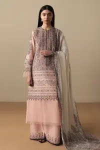 Zara Shahjahan | Stillness Luxury Lawn Unstitched 26 Formal Festive Wear "Pink" D11 | 3Pcs.