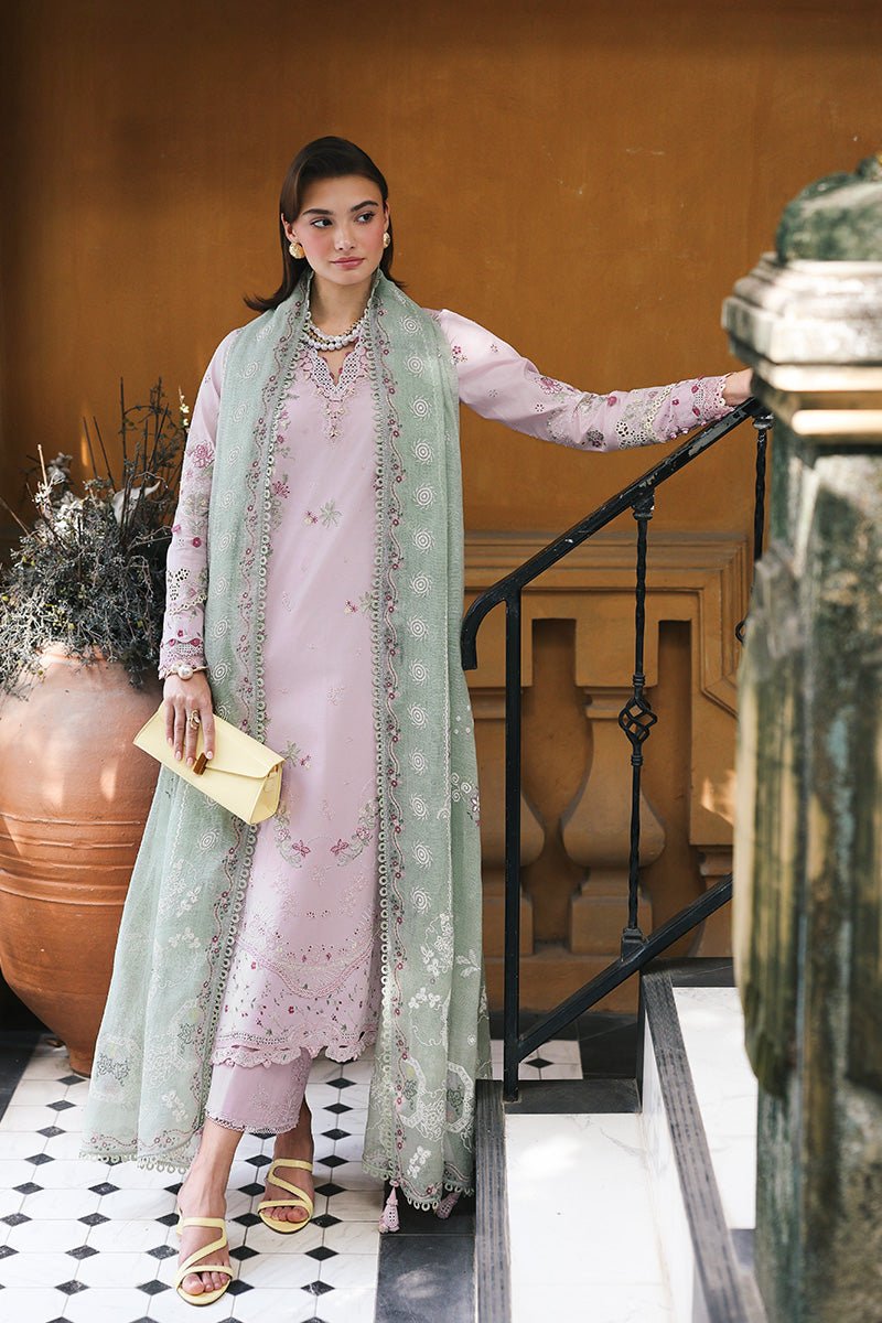 Qalamkar | Qline Lawn 26 Unstitched Lawn Formal Festive Wear "Pink" D11 | 3Pcs. - Image 3