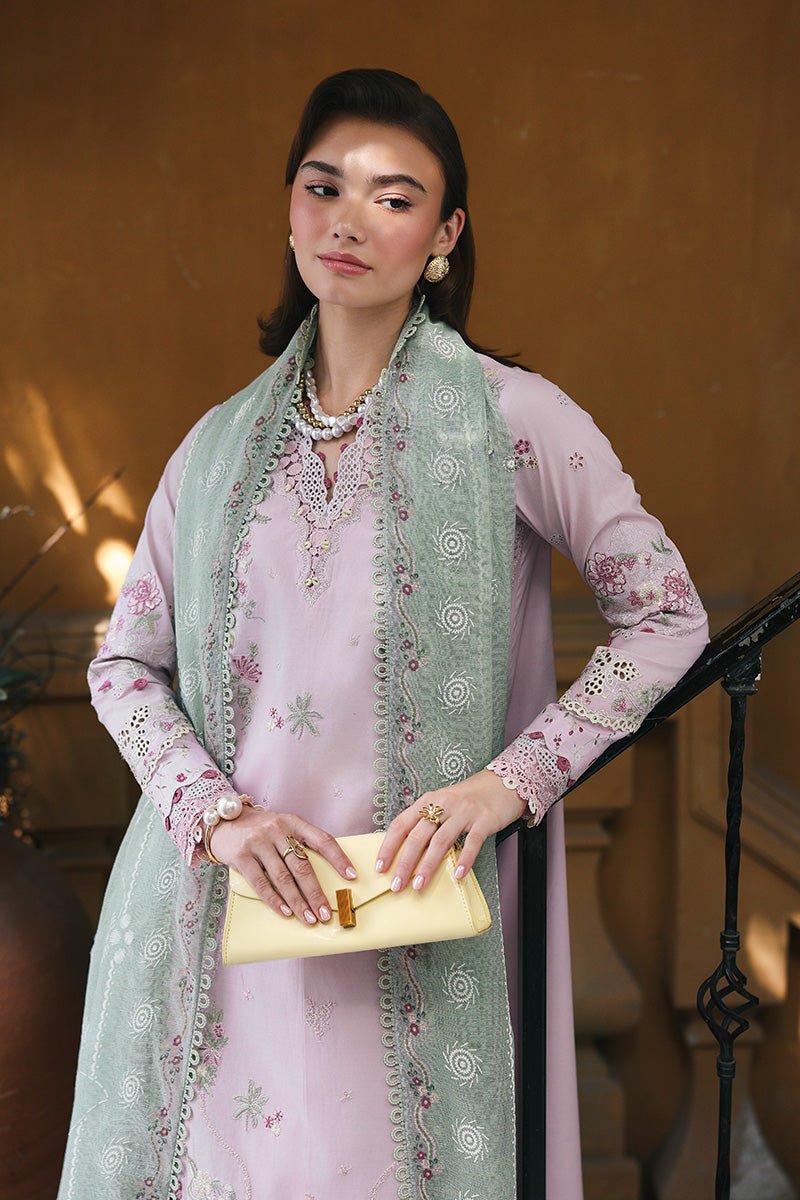 Qalamkar | Qline Lawn 26 Unstitched Lawn Formal Festive Wear "Pink" D11 | 3Pcs. - Image 4