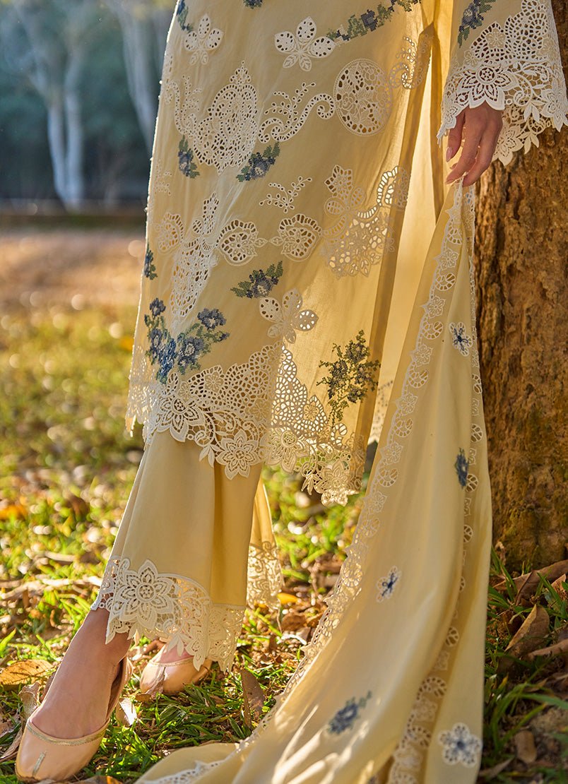 Image | Lawnkari Luxury'26 Formal Festive Wear Unstitched "Yellow" D11 | 3pcs. - Image 4