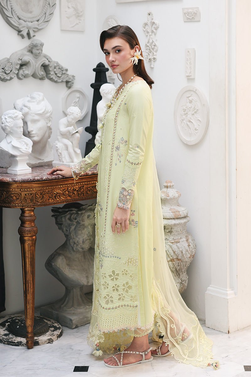 Qalamkar | Qline Lawn 26 Unstitched Lawn Formal Festive Wear "Green" D13 | 3Pcs. - Image 2