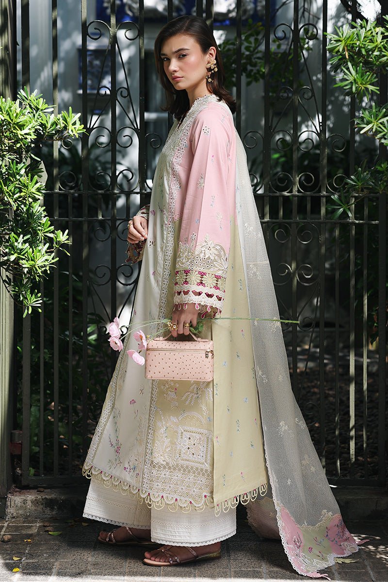 Qalamkar | Qline Lawn 26 Unstitched Lawn Formal Festive Wear "Pink" D02 | 3Pcs.