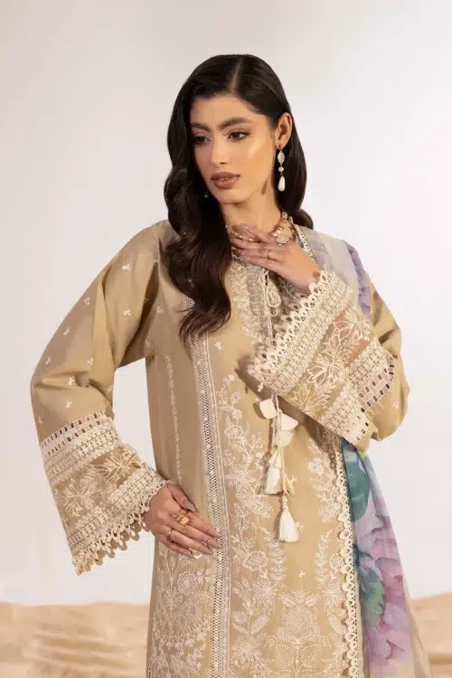 Adan's Libas | Masakali Luxury Chikankari Lawn 26' "Brown" Unstitched Formal Festive Wear D02 | 3 Pcs.