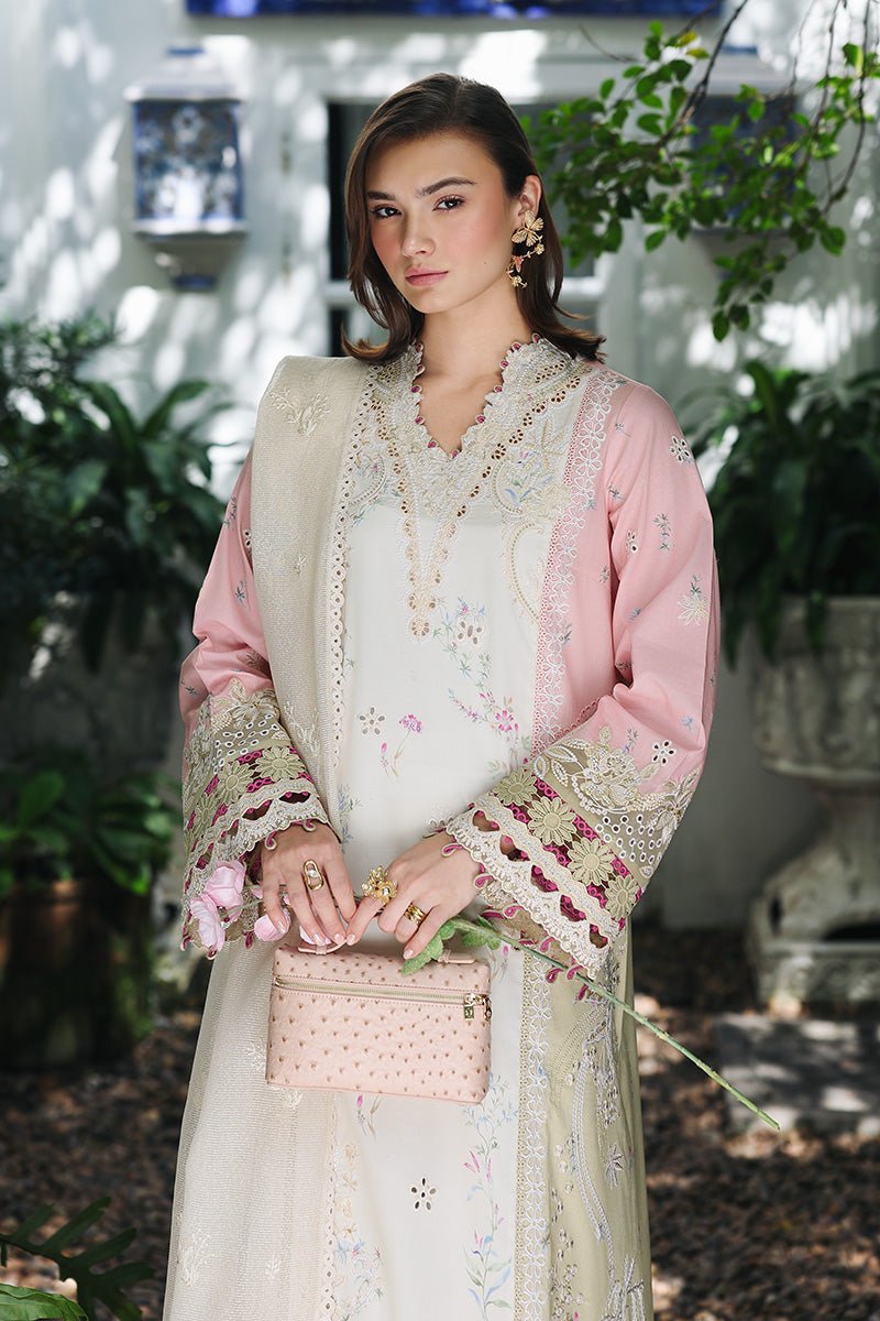 Qalamkar | Qline Lawn 26 Unstitched Lawn Formal Festive Wear "Pink" D02 | 3Pcs. - Image 3