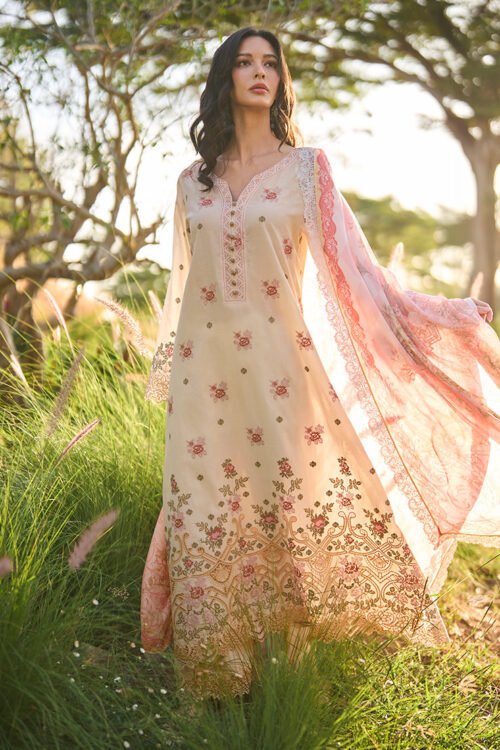 Image | Lawnkari Luxury'26 Formal Festive Wear Unstitched "Pink" D25 | 3pcs.