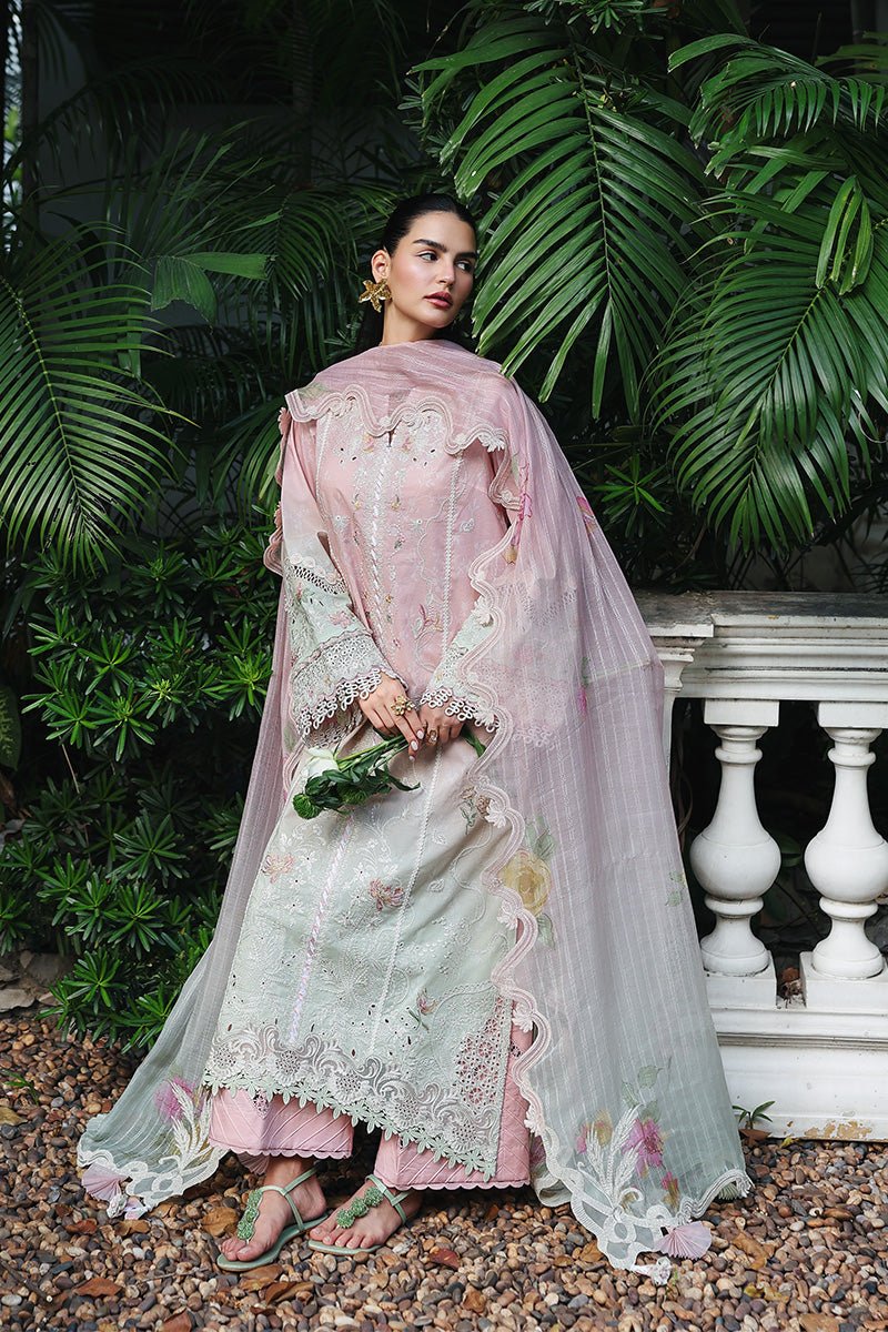 Qalamkar | Qline Lawn 26 Unstitched Lawn Formal Festive Wear "Pink" D04 | 3Pcs. - Image 2