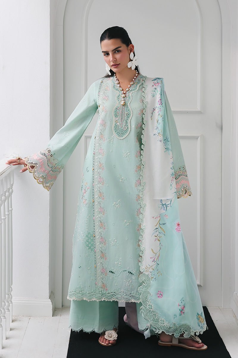 Qalamkar | Qline Lawn 26 Unstitched Lawn Formal Festive Wear "Blue" D05 | 3Pcs.