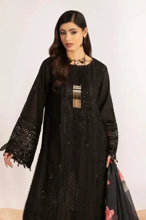 Adan's Libas | Masakali Luxury Chikankari Lawn 26' "Black" Unstitched Formal Festive Wear D05 | 3 Pcs.