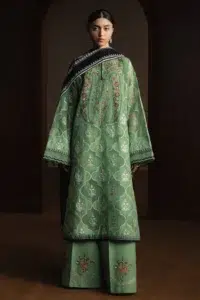Zara Shahjahan | Stillness Luxury Lawn Unstitched 26 Formal Festive Wear "Green" D6 | 3Pcs.