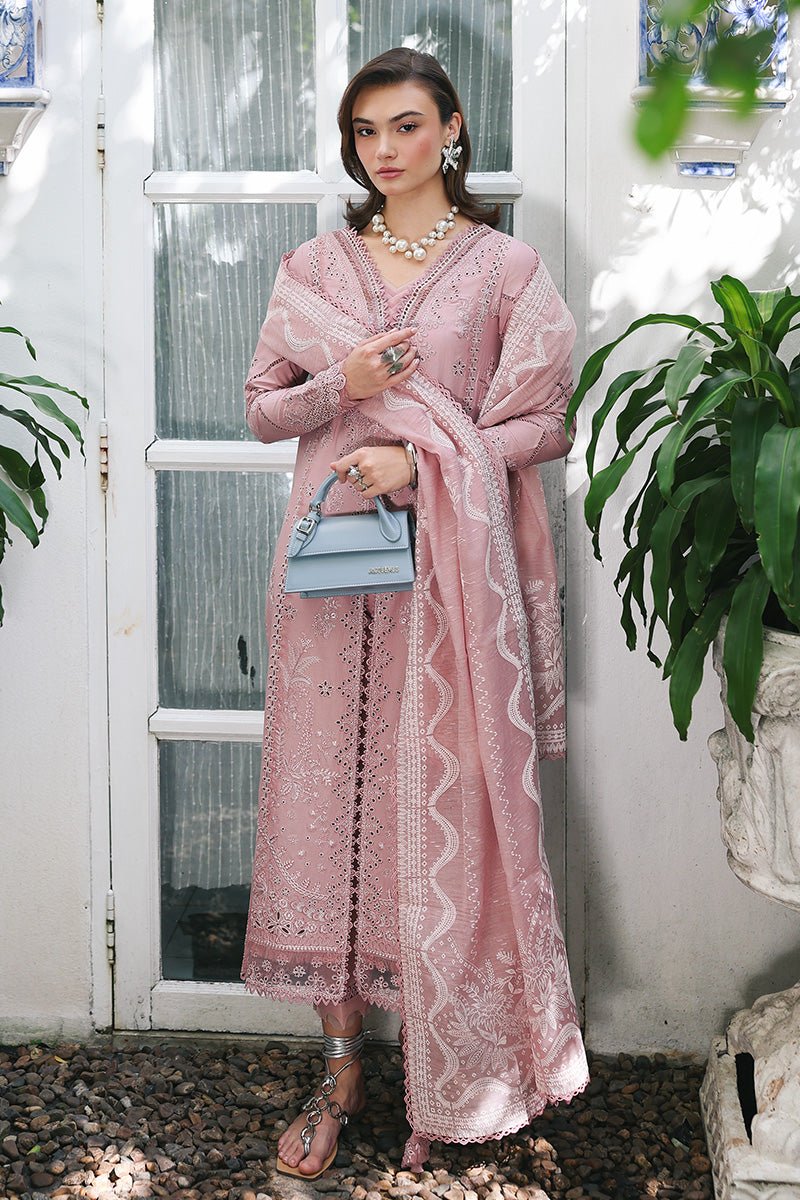 Qalamkar | Qline Lawn 26 Unstitched Lawn Formal Festive Wear "Pink" D06 | 3Pcs.