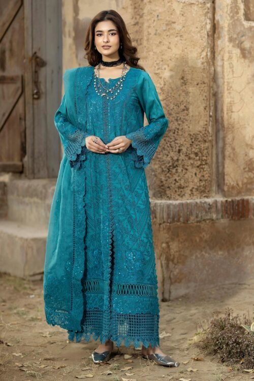 Adan's Libas | Tradition Chikankari Lawn 26 "Blue" Formal Festive Wear Unstitched D06 | 3 Pcs.