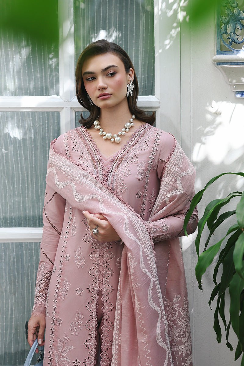 Qalamkar | Qline Lawn 26 Unstitched Lawn Formal Festive Wear "Pink" D06 | 3Pcs. - Image 4