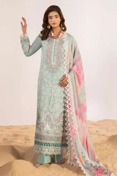 Adan's Libas | Masakali Luxury Chikankari Lawn 26' "Blue" Unstitched Formal Festive Wear D08 | 3 Pcs.