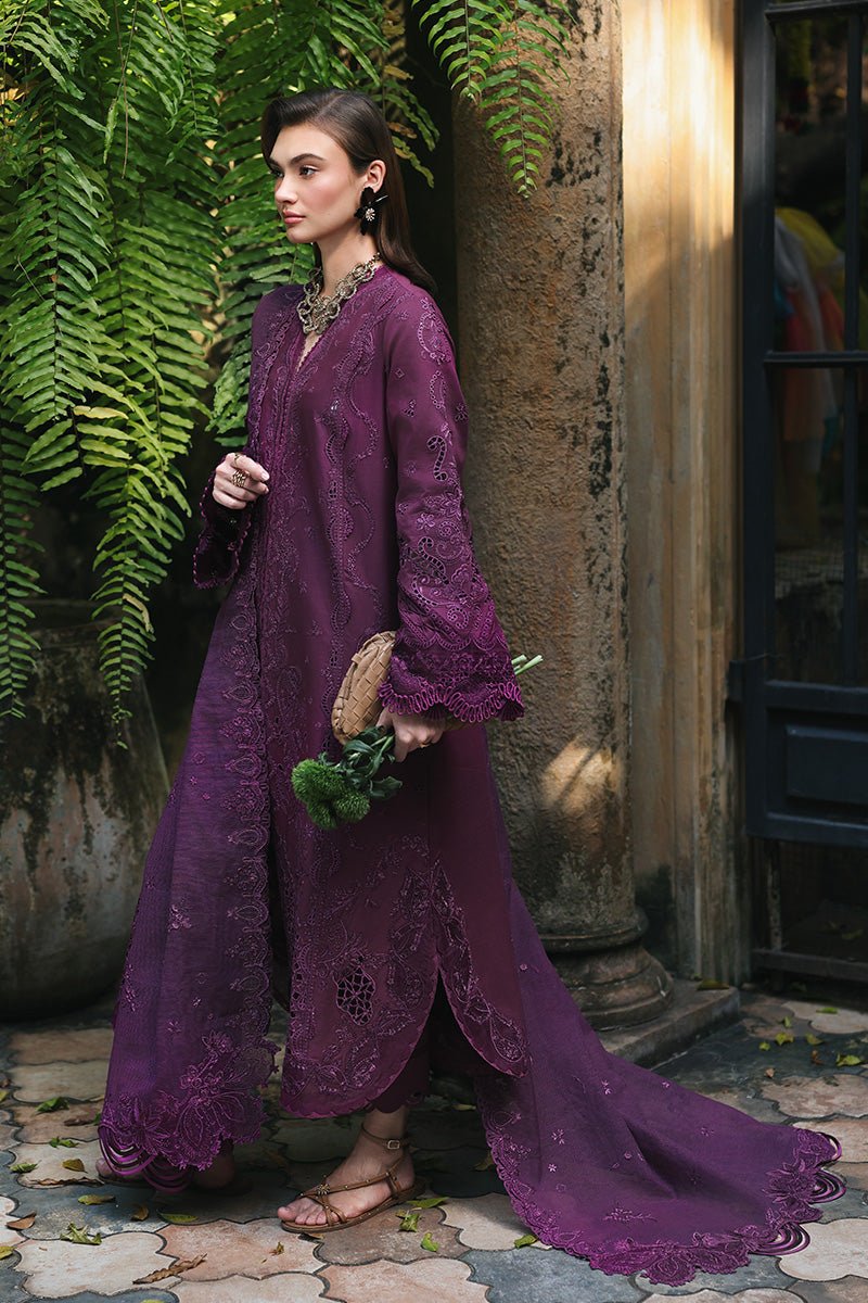 Qalamkar | Qline Lawn 26 Unstitched Lawn Formal Festive Wear "Purple" D08 | 3Pcs. - Image 2