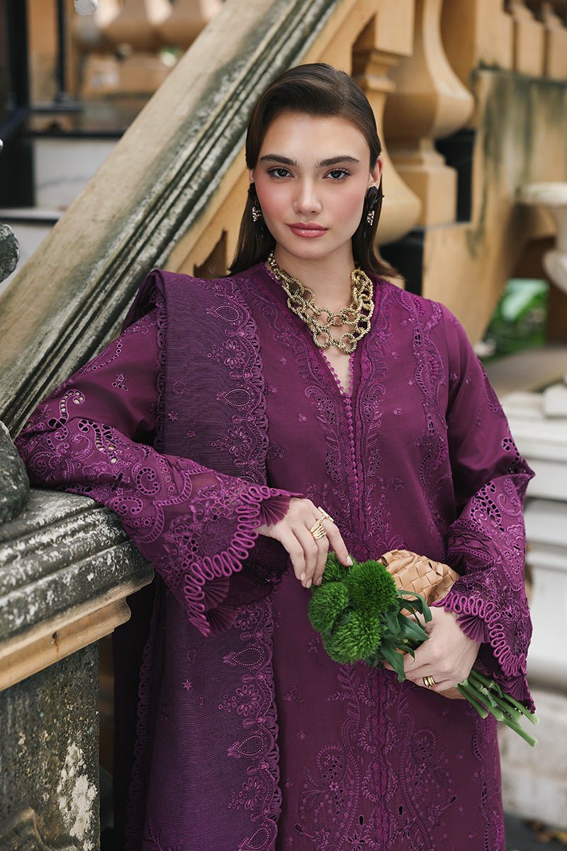 Qalamkar | Qline Lawn 26 Unstitched Lawn Formal Festive Wear "Purple" D08 | 3Pcs. - Image 3