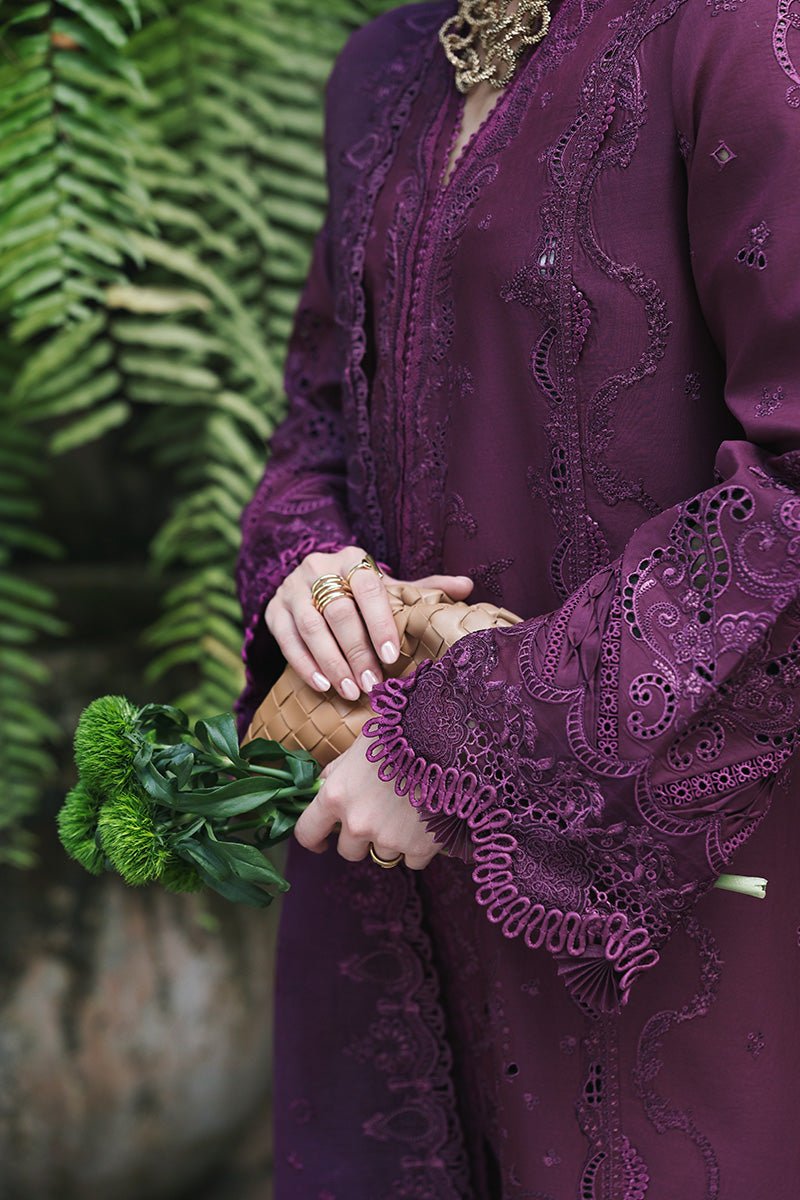 Qalamkar | Qline Lawn 26 Unstitched Lawn Formal Festive Wear "Purple" D08 | 3Pcs. - Image 4