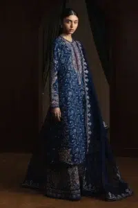 Zara Shahjahan | Stillness Luxury Lawn Unstitched 26 Formal Festive Wear "Blue" D9 | 3Pcs.
