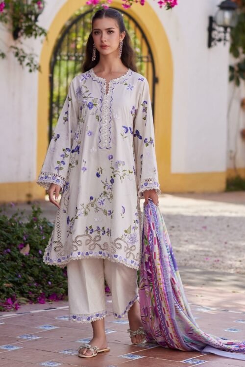 Farah Talib Aziz | Luxury Lawn Unstitched'26 "White" Formal Festive Wear | 01-3pc