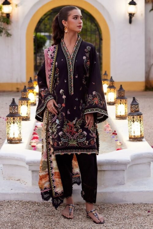 Farah Talib Aziz | Luxury Lawn Unstitched'26 "Black" Formal Festive Wear | 03-3pc